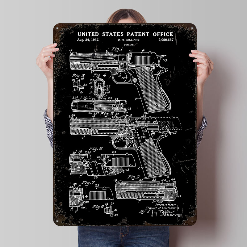 Gun Patent Tinplate Poster Cus - Retro Gaming Gun ulasan dan harga