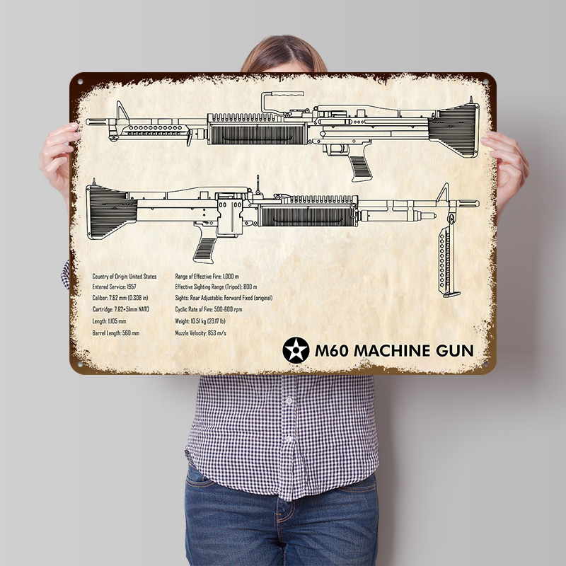M60 Machine Gun Paper Tin Post - Retro Gaming Gun ulasan dan harga
