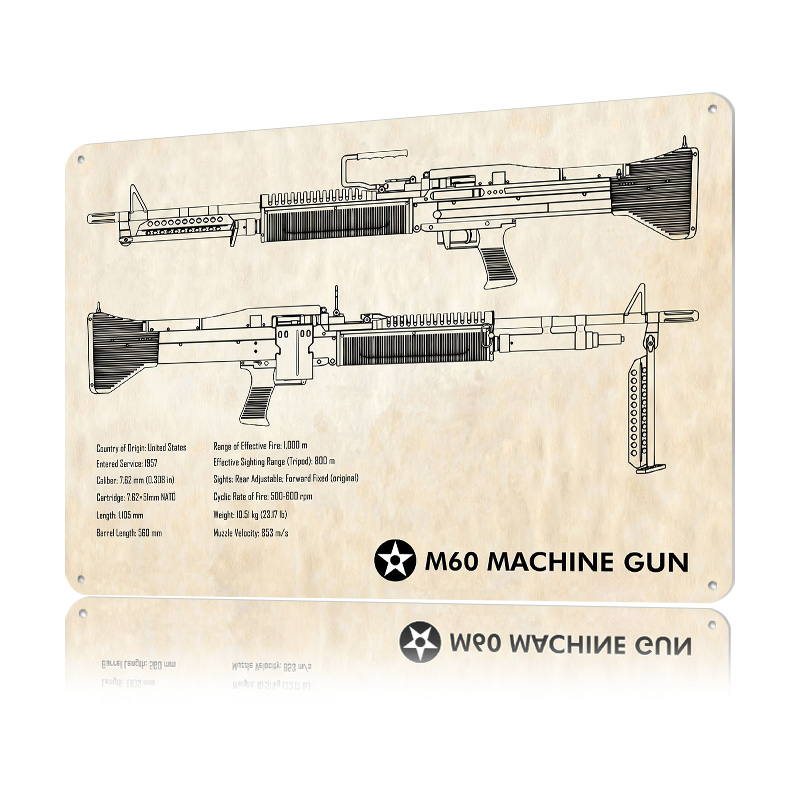 M60 Machine Gun Paper Tin Post - Retro Gaming Gun ulasan dan harga