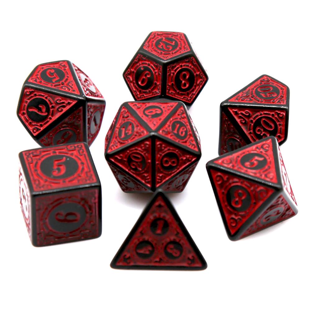 7Pcs Black Red Acrylic Polyhed - Retro Gaming Kit ulasan dan harga